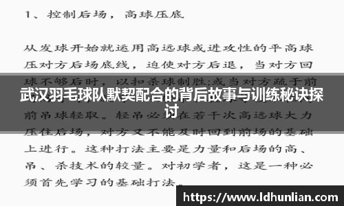 武汉羽毛球队默契配合的背后故事与训练秘诀探讨